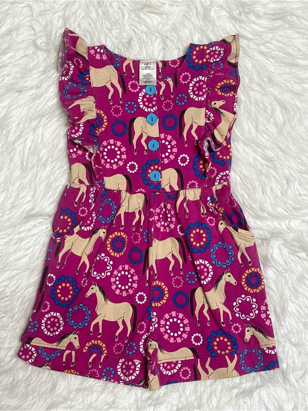 Girls' Horse-Print Magenta Dress - Eleanor Rose